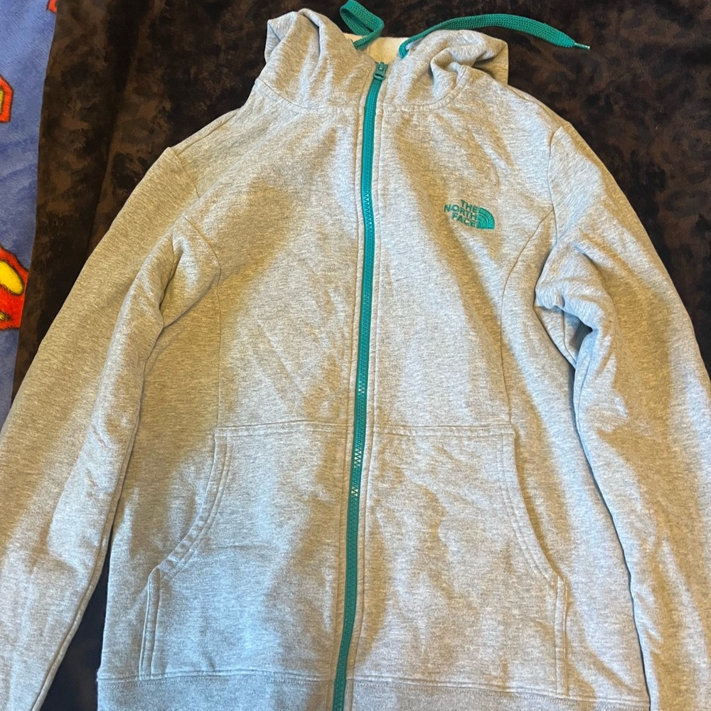 The North Face Gray and Green Sweatshirt
